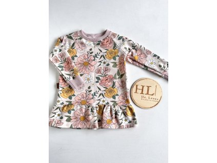 Mikina s řasením vel.86 VINTAGE KVĚTY