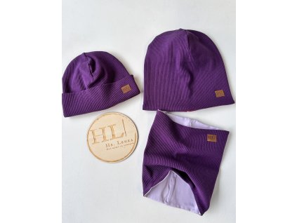 Čepice / nákrčník hrubší ŽEBRO FIALOVÁ