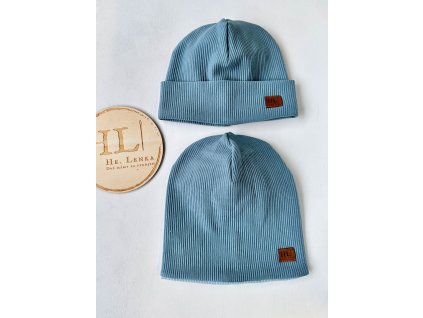 Čepice / nákrčník hrubší ŽEBRO ZAPRÁŠENÁ MODRÁ