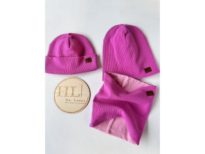 Čepice / nákrčník hrubší ŽEBRO RŮŽOVÁ