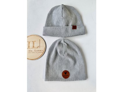 Čepice / nákrčník hrubší ŽEBRO SVĚTLE ŠEDÝ MELÍR