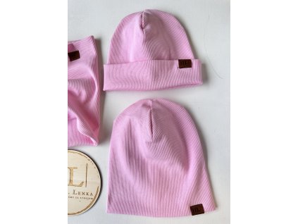 Čepice / nákrčník ŽEBRO RŮŽOVÁ
