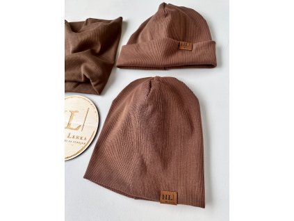 Čepice / nákrčník ŽEBRO HNĚDÁ