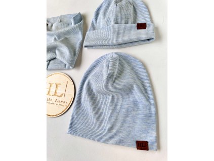 Čepice / nákrčník ŽEBRO MODRÝ MELÍR