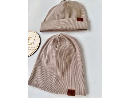 Čepice / nákrčník ŽEBRO BÉŽOVÁ