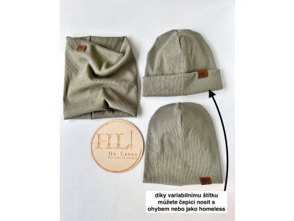 Čepice / nákrčník ŽEBRO OLIVA