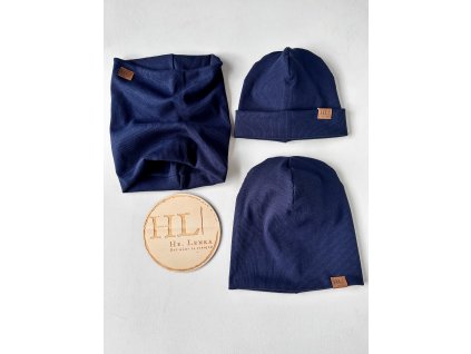 Čepice / nákrčník ŽEBRO TMAVĚ MODRÁ