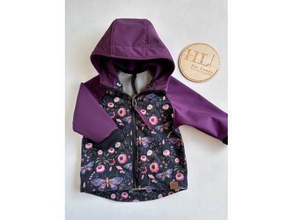 Softshellová bunda vel. 80/86 FIALOVÁ/MŮRY