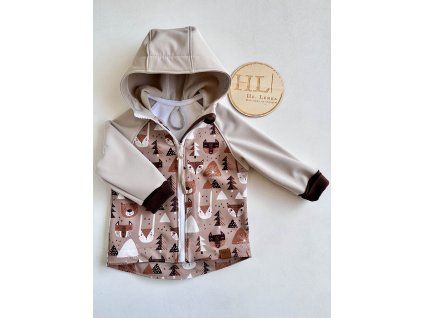 Softshellová bunda vel. 80/86 BÉŽOVÁ/ZVÍŘATA