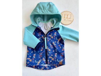 Softshellová bunda vel. 80/86 TYRKYSOVÁ/KVÍTÍ