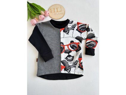 Vaflová mikina vel.86 PANDA/ČERNÁ/ŠEDÁ