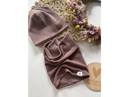 Čepice + nákrčník, obvod hlavy 51-54cm MAUVE