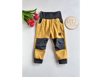 LETNÍ softshellové kalhoty HOŘČICE/ANTRACIT
