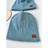 Čepice / nákrčník hrubší ŽEBRO ZAPRÁŠENÁ MODRÁ