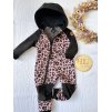 Softshellová kombinéza vel. 86/92 ČERNÁ/RŮŽOVÝ LEOPARD