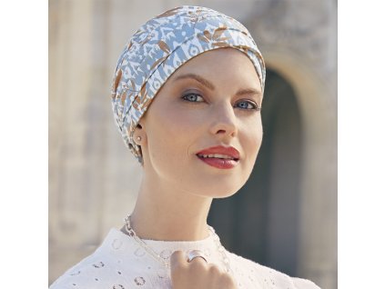 Turban Christine Yoga, vzor Ikat Blues