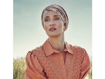 Turban Christine Shakti, vzor Beige Leafs