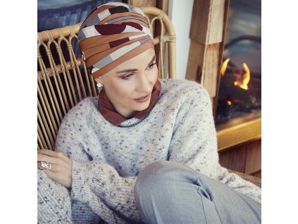 Turban Christine Shanti, vzor Caramel Graphic