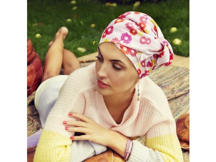 Turban Boho Saphire, vzor Summer Daisies