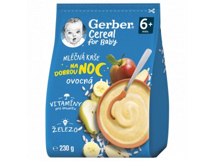 GERBER Cereal mléčná kaše ovocná Dobrou noc 9x230g