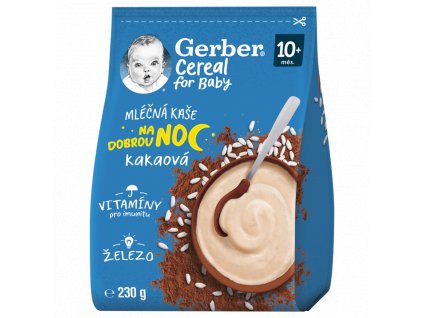GERBER Cereal mléčná kaše kakaová Dobrou noc 9x230g