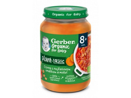 GERBER Organic 100% rostlinný příkrm cizrna s rajčatovou omáčkou a mrkví 6x190g
