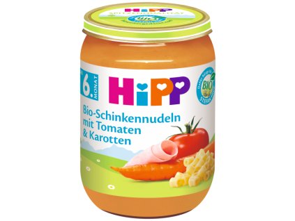 HiPP BIO Těstoviny s rajčaty, mrkví a šunkou 190g