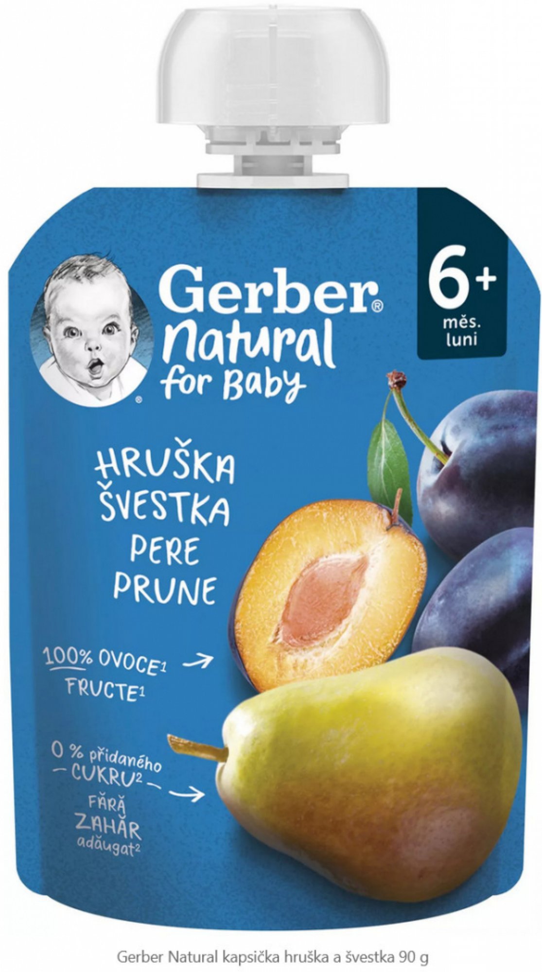 Gerber Natural kapsička hruška a švestka 90 g