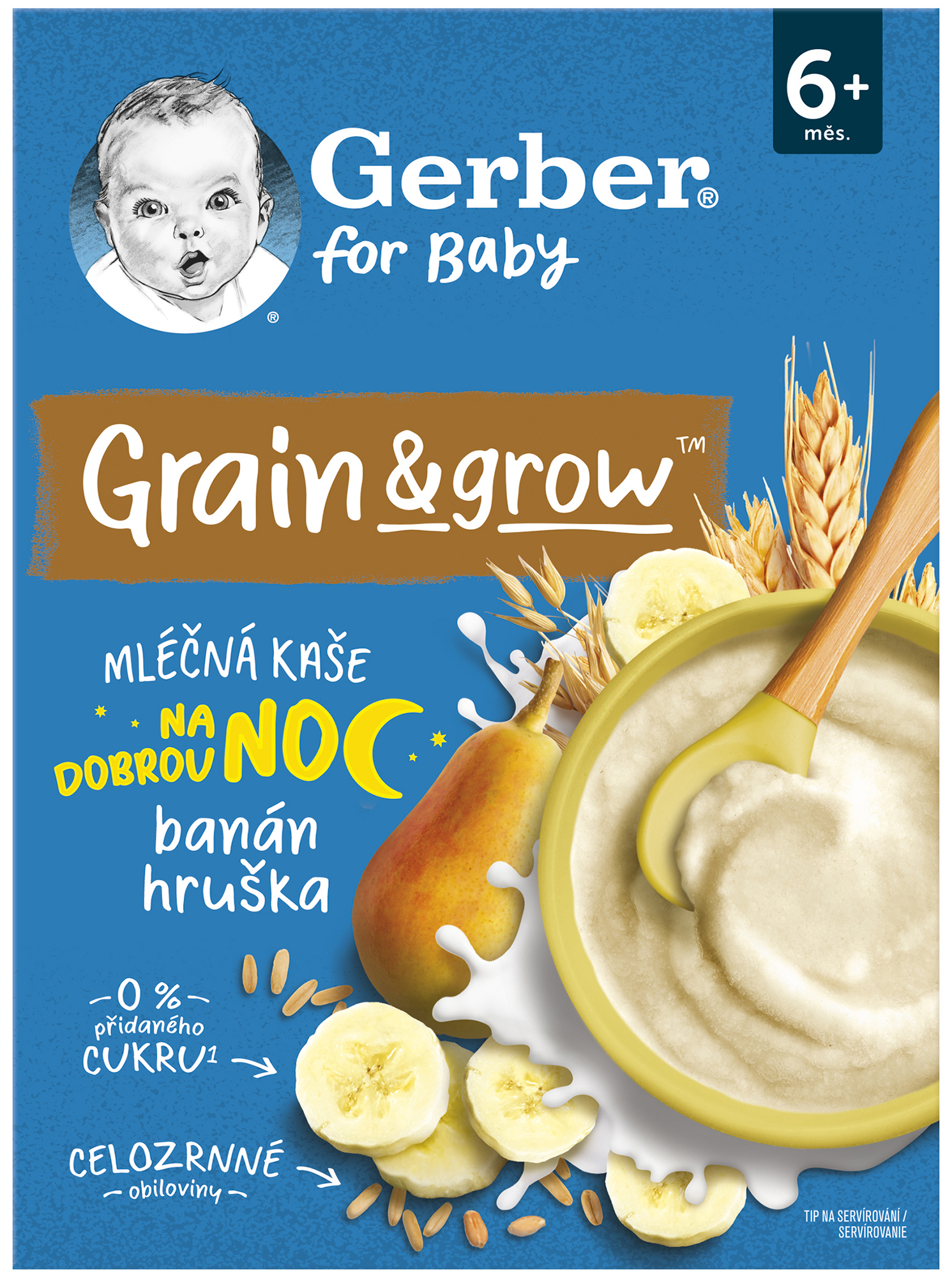 GERBER Mléčná kaše pšenično-ovesná banán a hruška 200g