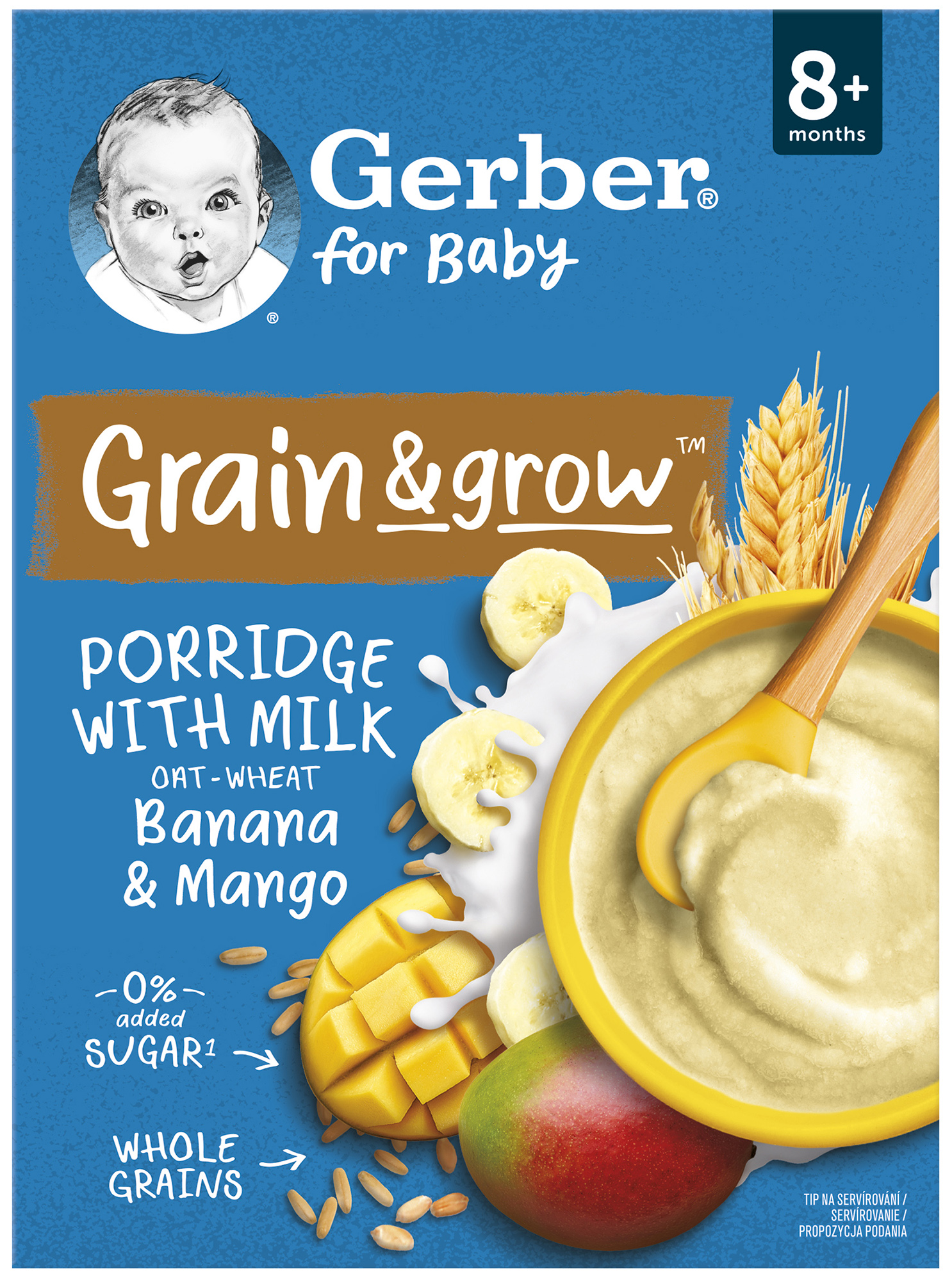 GERBER Mléčná kaše pšenično-ovesná banán a mango 200g