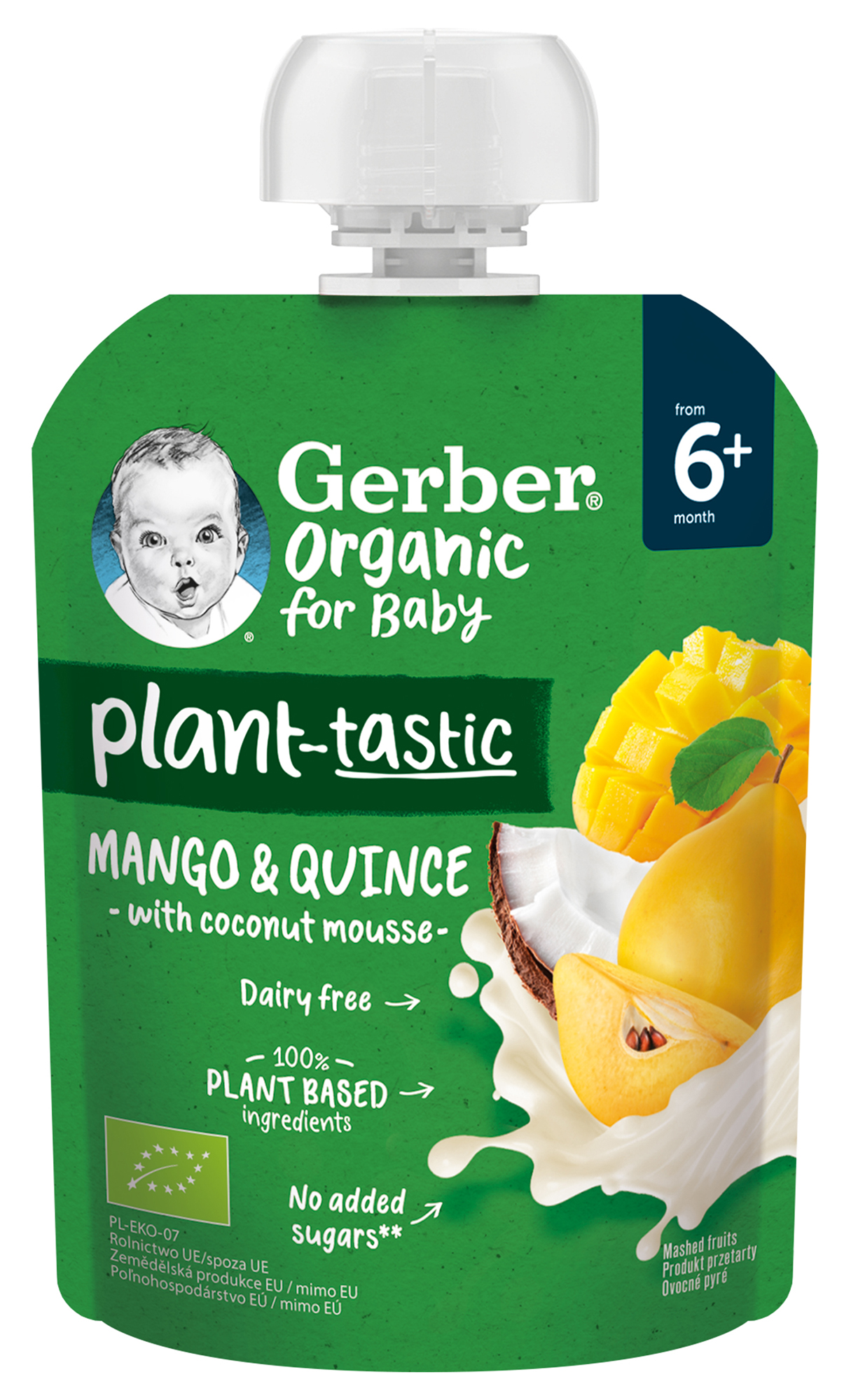 GERBER Organic ovocná kapsička mango a kdoule s kokosovým mlékem 80g