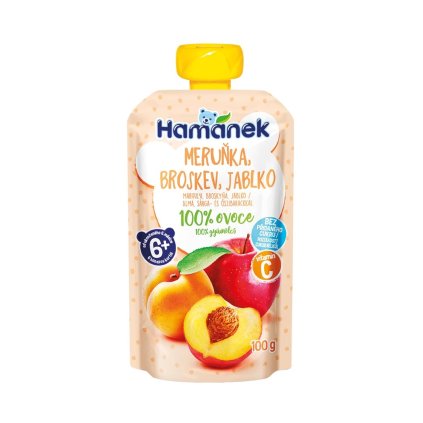 Hamánek Meruňka, broskev a jablko 100% ovoce 6m+ (100 g)
