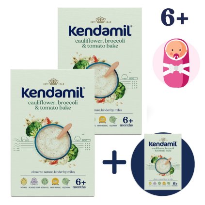 2+1 ZDARMA Kendamil Mléčná kaše s brokolicí, květákem a rajčaty (150 g)
