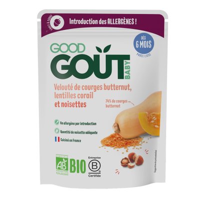 Good Gout BIO Dýňová polévka s červenou čočkou a lískovými oříšky (190 g)