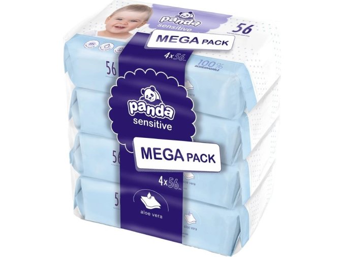 Panda Dětské vlhčené ubrousky Sensitive (4× 56 ks)