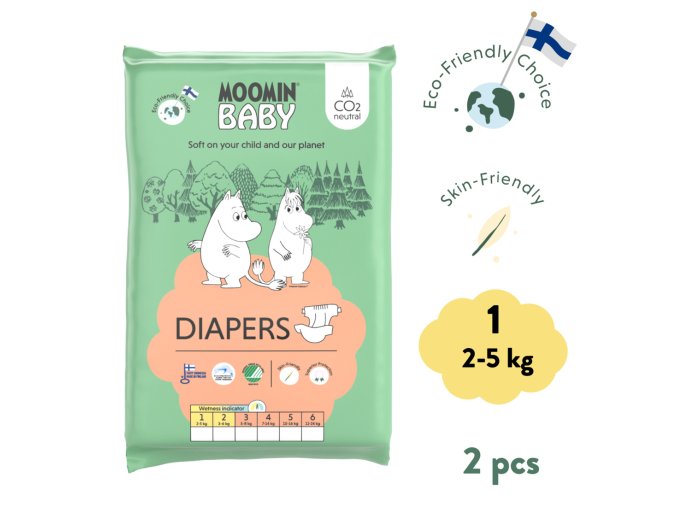 Moomin Baby 1 Newborn 2–5 kg (2 ks), eko pleny