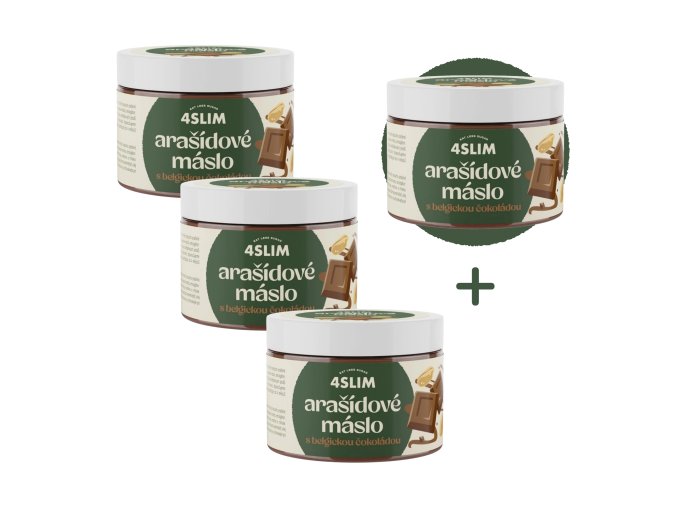 3+1 ZDARMA 4Slim: Arašídové máslo s belgickou čokoládou (500 g)