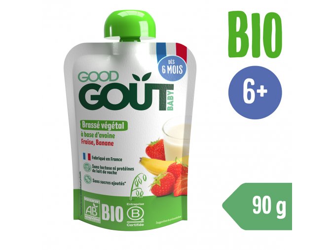 Good Gout BIO Ovesný dezert s jahodou a banánem (90 g)