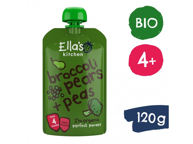 Ella's Kitchen BIO Hruška, hrášek a brokolice (120 g)