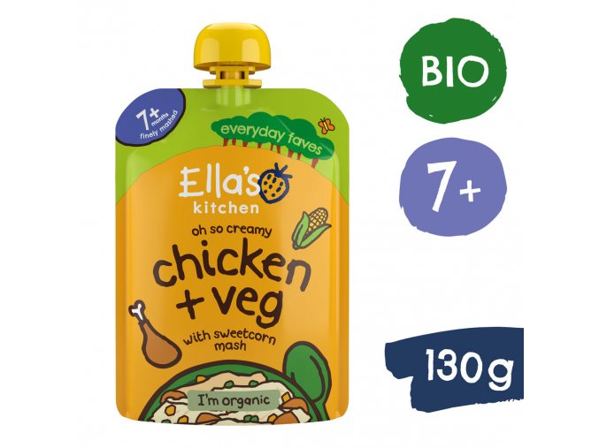 Ella's Kitchen BIO Kuřátko s kukuřičnou kaší (130 g)