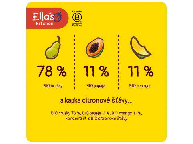 Ella's Kitchen BIO Mango, hruška a papája (120 g)