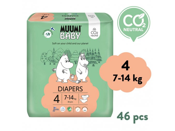 Muumi Baby 4 Maxi 7–14 kg (46 ks), eko pleny