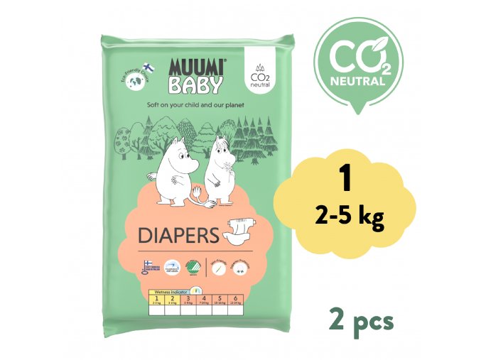 Muumi Baby 1 Newborn 2–5 kg (2 ks), eko pleny