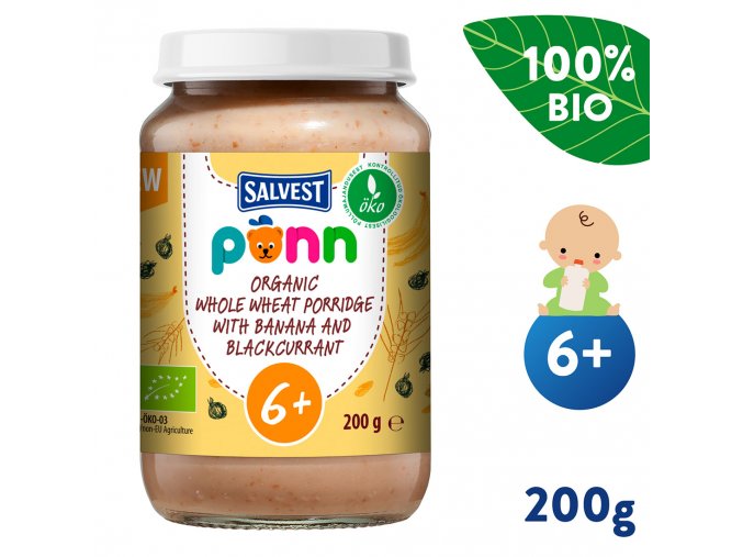 SALVEST Põnn BIO Celozrnná kaše s banánem a černým rybízem (200 g)