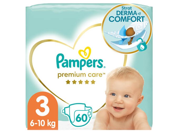 Pampers Premium Care Value Pack Dětské jednorázové pleny vel. 3 (60 ks)