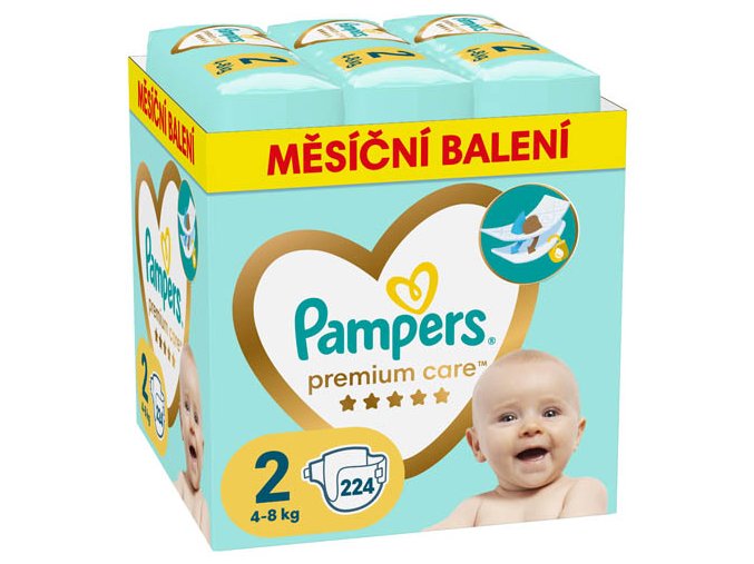 Pampers Premium Care Měsíční balení jednorázových plen vel. 2 (224 ks)