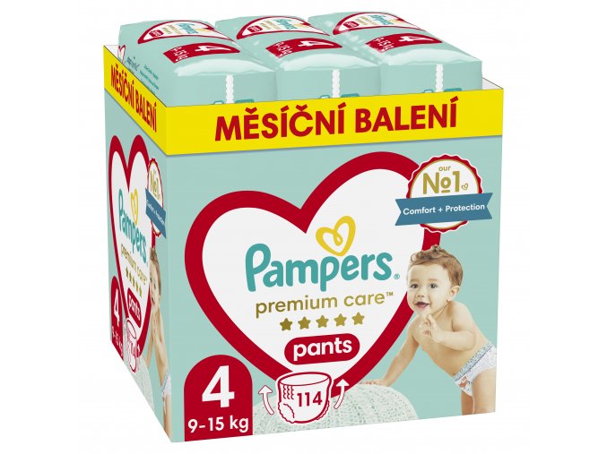 Pampers Premium Care Měsíční balení plenkových kalhotek vel. 4 (114 ks)