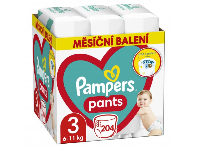 Pampers Pants Měsíční balení plenkových kalhotek vel. 3 (204 ks)