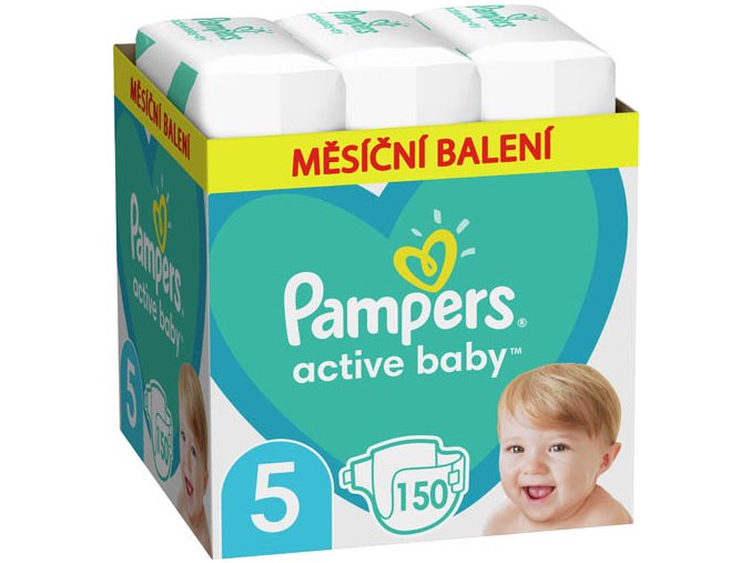 Pampers Active Baby Měsíční balení dětských plenek vel. 5 (150 ks)