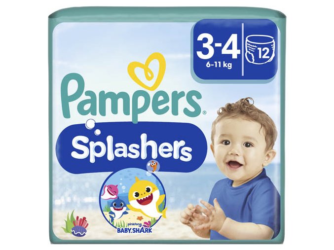 Pampers Splashers Carry Pack Baby Shark Plenkové kalhotky vel. 3 (12 ks)